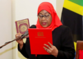 Tanzania's new president, Samia Suluhu Hassan, takes oath of office following the death of her predecessor John Magufuli at State House in Dar es Salaam, Tanzania March 19, 2021. Photo/Courtesy REUTERS/Stringer