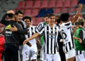 Juventus forward Paulo Dybala (C) and Alvaro Morata (2ndL) celebrate after booking a Champions League berth | AFP
