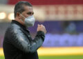 Venezuela's Portuguese coach Jose Peseiro surveys the field at Mane Garrincha Stadium in Brasilia | AFP