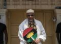 Biafran separatist leader Nnamdi Kanu, holding the flag of the breakaway republic at commemorations in 2017 to mark the 50th anniversary of the outbreak of the civil war | AFP