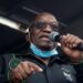Zuma addressing his supporters camped outside his rural home on Sunday. He has mounted a last-ditch bid to head off a jail term for contempt of court | AFP