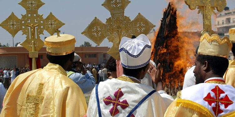 Eritrean Orthodox priests take part in the ancient festival of Meskel in 2007 | AFP