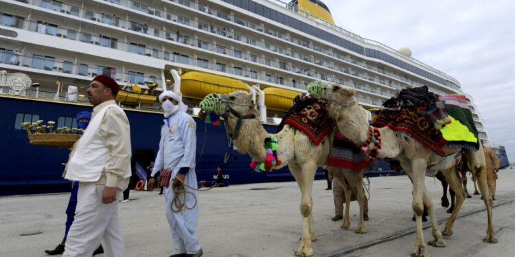 Tunisian authorities lay on camels for passengers on the first cruise ship to dock since 2019, hopeful that it signals the start of a post-Covid recovery in tourism | AFP
