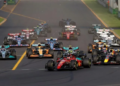 Ferrari's Charles Leclerc leads the pack into the first corner at the 2022 Formula One Australian Grand Prix | AFP/Con Chronis