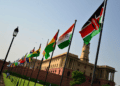 Flags of India and African countries at the 2015 India Africa Friendship Summit in New Delhi | Photo by Priyanka Parashar/Mint via Getty Images