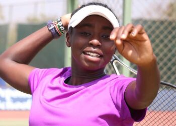 Angela Okutoyi  who won the a Grand Slam Title at the girls' Junior Wimbeldon Tennis tournament in UK  two days ago made history after he victory over the weekend.PHOTO/COURTESY.