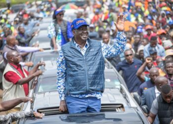 Azimio Leader Raila Odinga during the August 2022 presidential election campaigns.He has defended former President Uhuru from claims of betraying him.Photo/Courtesy