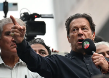 Imran Khan addresses his supporters during an anti-government march | Arif Ali/AFP via Getty Images.
