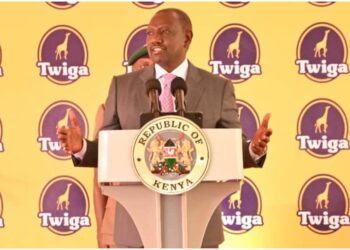 President William Ruto speaking during an opening ceremony for a Twiga Foods distribution facility at Tatu City. Phptp/Courtesy