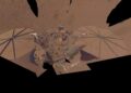 A selfie taken by NASA's InSight Mars lander on April 24.
Photo: NASA