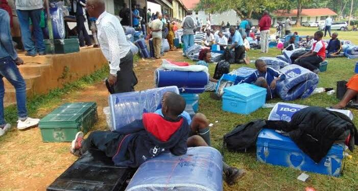 Form One students wait for admission at a school.Photo/Courtesy