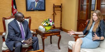Deputy President Rigathi Gachagua with UK High Commissioner to Kenya Jane Marriott. Photo/Courtesy