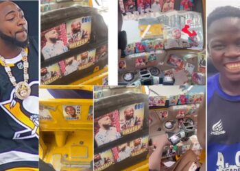 a Collage of Davido, the Tricycle and Musa :PHOTO/Courtesy