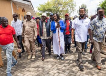 ODM leader Raila Odinga arrives for a public rally in Nakuru on Monday 16, 2023.Photo/Courtesy