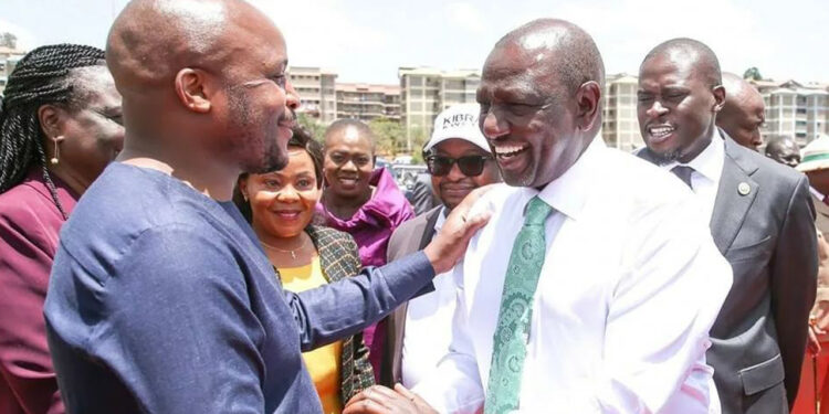 Lang'ata MP Felix Odiwuor (left) meets President William Ruto at a past event.
